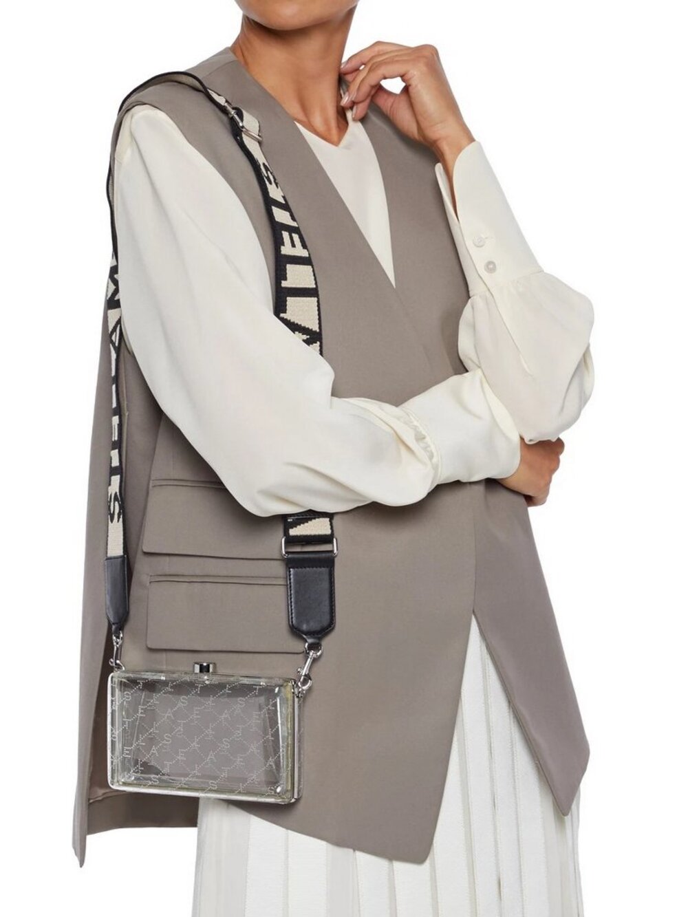 NEW STELLA MCCARTNEY Clear Logo Crossbody | Runway Sport Luxe It-Bag for Events